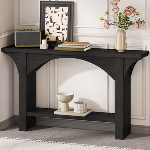 55-Inch Farmhouse Console Table with Storage Shelf