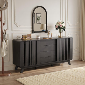 62" Sideboard Buffet Cabinet with Sliding Doors & 4 Drawers