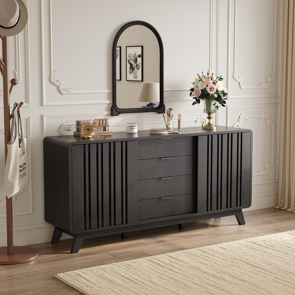 62" Sideboard Buffet Cabinet with Sliding Doors & 4 Drawers
