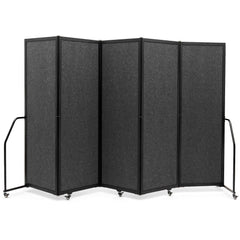 5-Panel Folding Privacy Screen with Wheels – Dark Gray