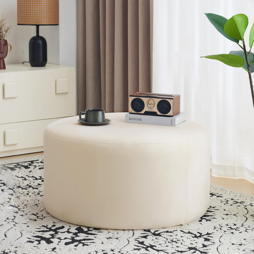 Round Velvet Ottoman Foot Stool – 30" Upholstered Pouf