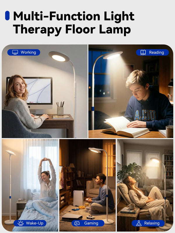 Full Spectrum LED Floor Lamp, 67" Tall, 48,000 Lux, Dimmable with Remote