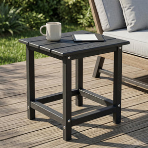 Kromax Outdoor Side Table, Adirondack Square Patio Table, Easy Maintenance & Weather Resistant, HDPE End Table for Backyard, Pool, Patio, Porch, Black