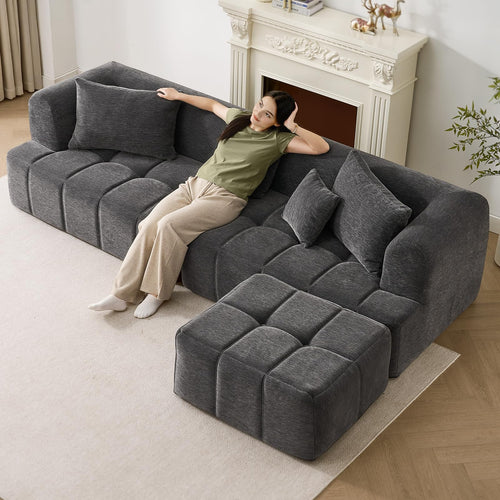 L-Shaped Modular Sectional Sofa with Chaise