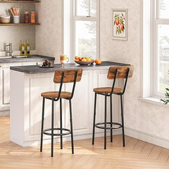 Round Bar Stools Set of 2 with Back