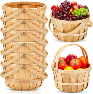 Round Wooden Farmers Market Baskets with Handle