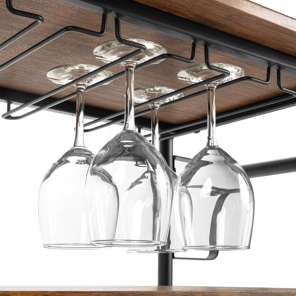 Industrial Bar & Wine Storage Cart with Bottle and Glass Racks