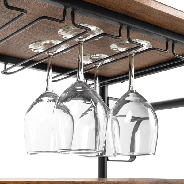 Industrial Bar & Wine Storage Cart with Bottle and Glass Racks