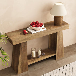 47-Inch 2-Tier Farmhouse Console Table with Storage Shelf