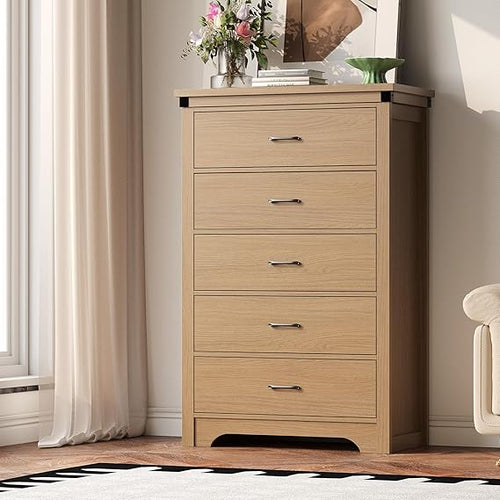 5-Drawer Dresser Chest with Wood Tabletop