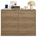 6 Drawer Double Dresser with Storage – Rustic Brown