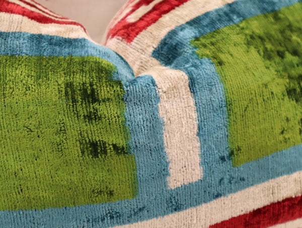 Velvet Throw Pillow with Down Feather Insert – Geometric Pattern, 16"x24"