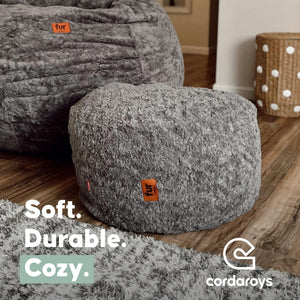 Faux Fur Bean Bag Pouf Footstool with Washable Cover