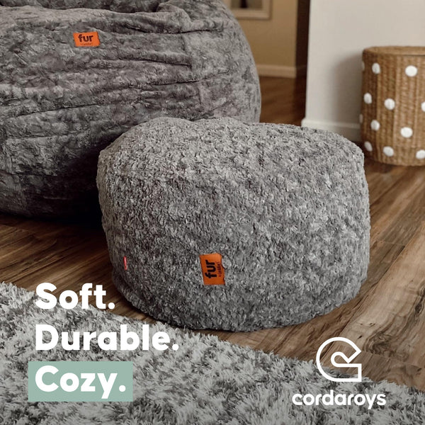 Faux Fur Bean Bag Pouf Footstool with Washable Cover