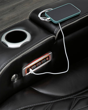 Power Reclining Sofa with Adjustable Headrest & LED Lighting