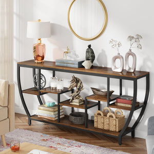 70.9" Industrial Sofa Console Table with 7 Shelves