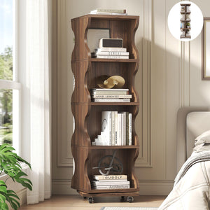 4-Tier Rotating Bookshelf with Wheels