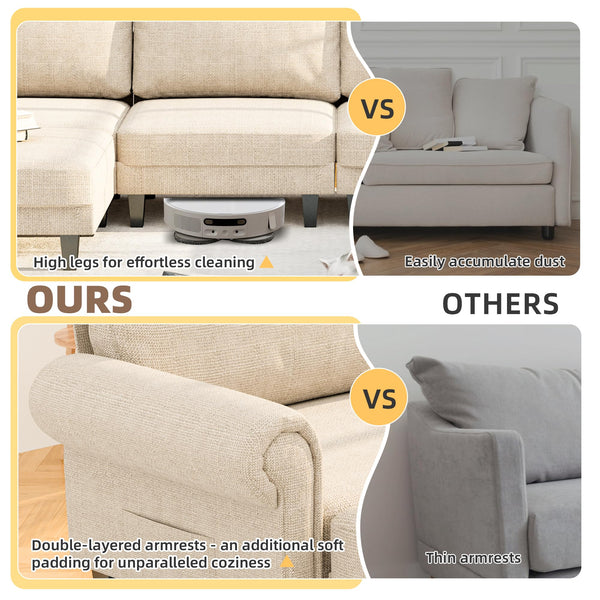 Modular Sectional Loveseat Sofa with Chaise