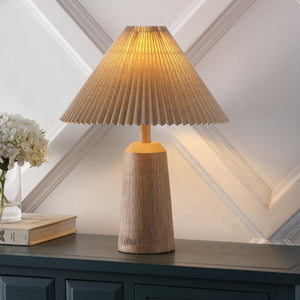 Resin Cylinder Table Lamp with Pleated Shade