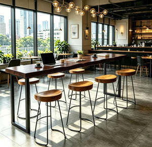 Farmhouse Narrow Bar Table – Solid Wood, Industrial Style