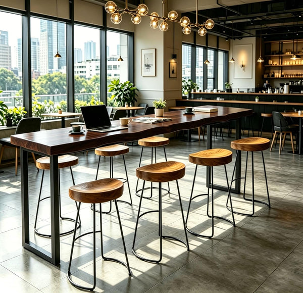 Farmhouse Narrow Bar Table – Solid Wood, Industrial Style