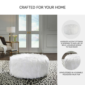Faux Fur Oversized Accent Ottoman