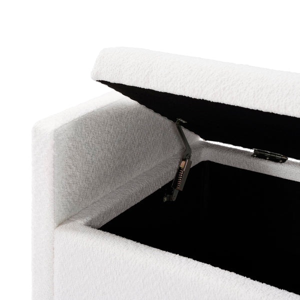 Boucle Storage Ottoman Bench with Pillows