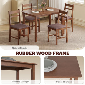5-Piece Farmhouse Solid Wood Dining Table Set for 4