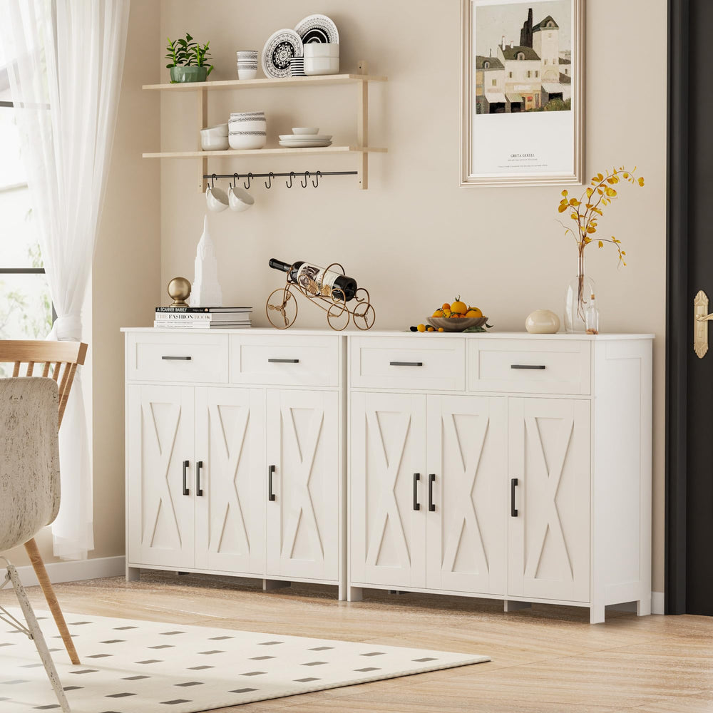 Sideboard Buffet Cabinet with Drawers, Doors & Adjustable Shelves