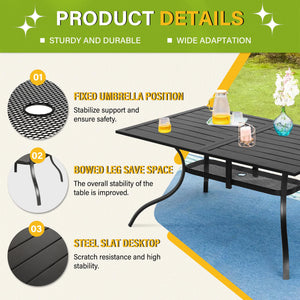 Outdoor Patio Dining Table with Umbrella Hole