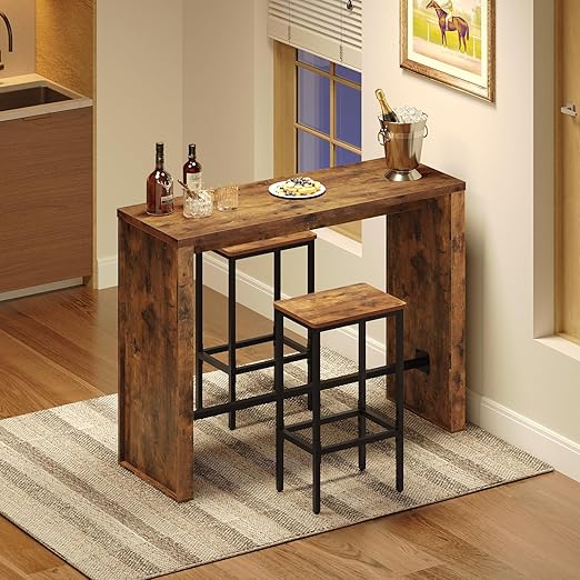 Industrial Counter Height Bar Table with Footrest