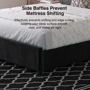 Queen Bed Frame with LED Lights, Drawers & Charging Station