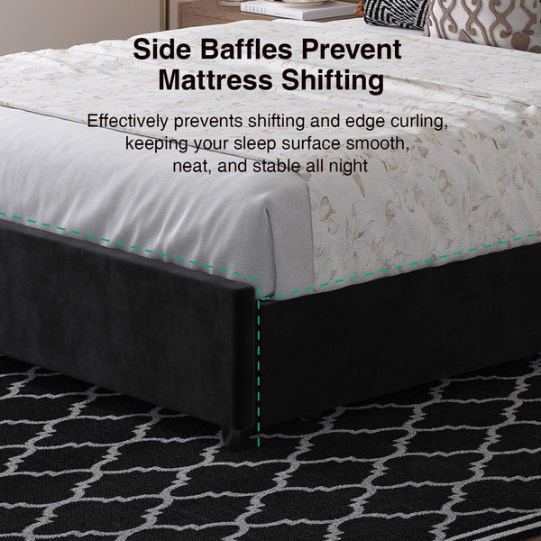 Queen Bed Frame with LED Lights, Drawers & Charging Station