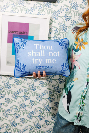 Needlepoint Throw Pillow – Wool Embroidered Accent Pillow