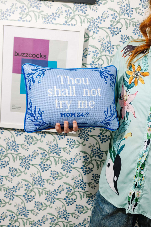 Needlepoint Throw Pillow – Wool Embroidered Accent Pillow