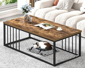 Modern Industrial Coffee Table with Metal Frame