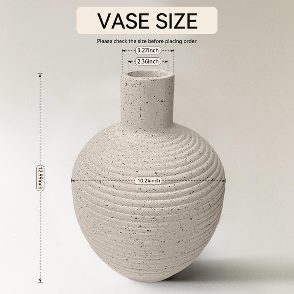 Large Rustic Floor Vase with Groove Texture