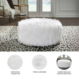 Faux Fur Oversized Accent Ottoman