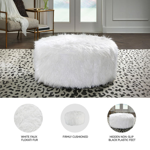 Faux Fur Oversized Accent Ottoman