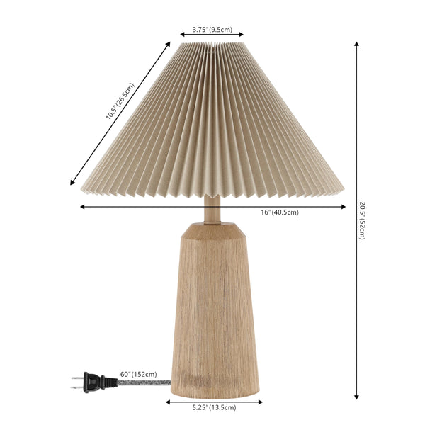 Resin Cylinder Table Lamp with Pleated Shade