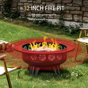 32-Inch Wood Burning Fire Pit with Swivel Cooking Grate