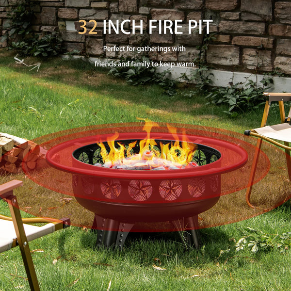 32-Inch Wood Burning Fire Pit with Swivel Cooking Grate