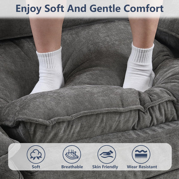 U-Shaped Modular Sectional Sofa with Movable Ottoman — Chenille Cloud Couch