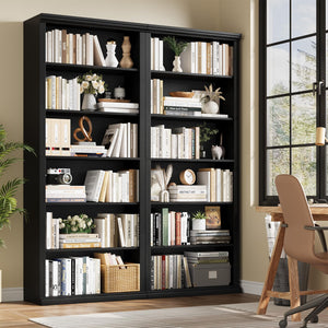 6-Tier Tall Bookcase with Wide Shelves