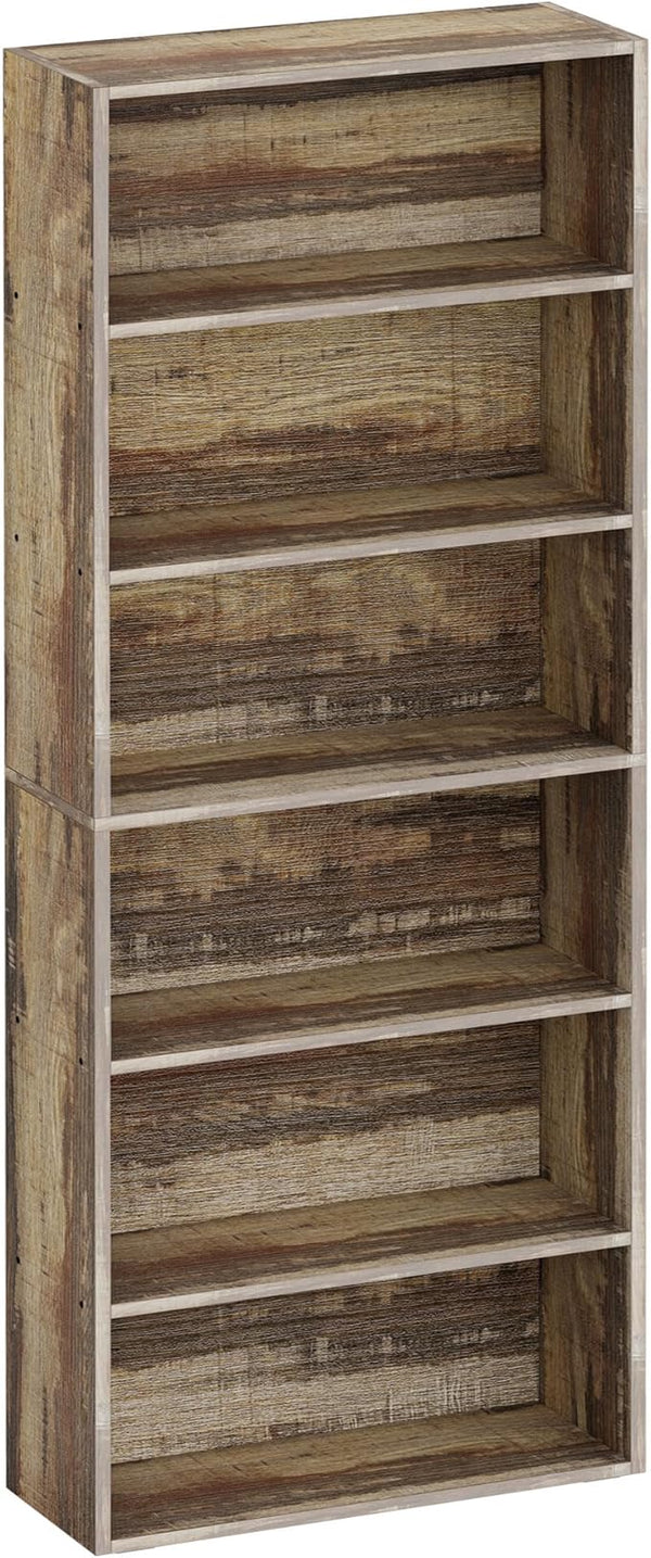 6-Tier Floor Bookcase with Storage Shelves