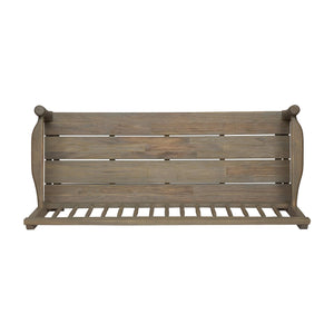 Farmhouse Acacia Wood Bench with Shelf – Gray