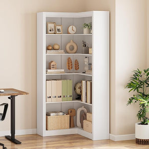 L-Shaped 5-Tier Corner Bookshelf