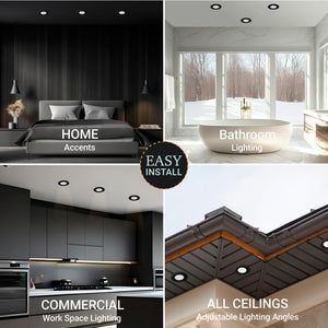 4-Inch Gimbal LED Recessed Light – 5CCT Selectable, Dimmable, Canless, 6-Pack