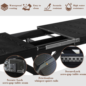 Extendable Rectangular Dining Table with Hidden Storage