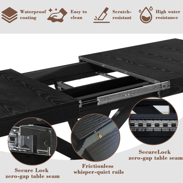 Extendable Rectangular Dining Table with Hidden Storage